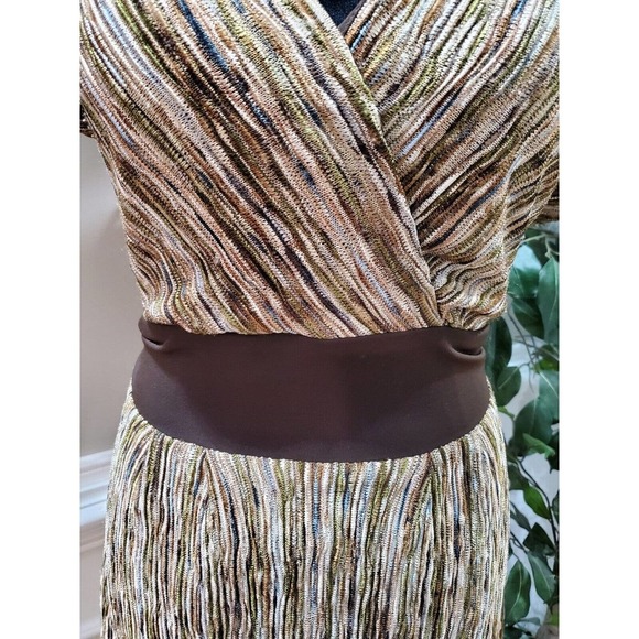 Rabbits Designs Women's Brown Polyester V-Neck Short Sleeve Knee Length Dress 12 - Picture 3 of 11